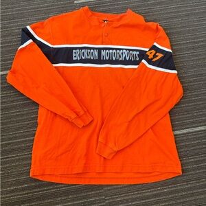 Erickson motorsports Orange Long Sleeve Tee with Black Stripe